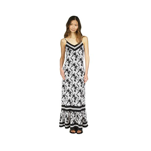 Michael Kors Womens Printed Ruffle-Hem Maxi Dress