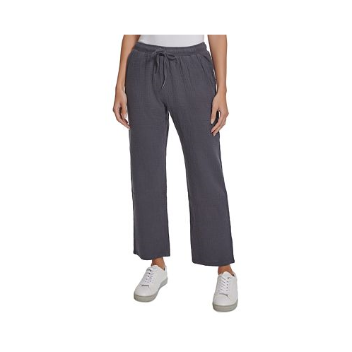 Calvin Klein Jeans Petite Crepe Gauze Straight-Leg Pants