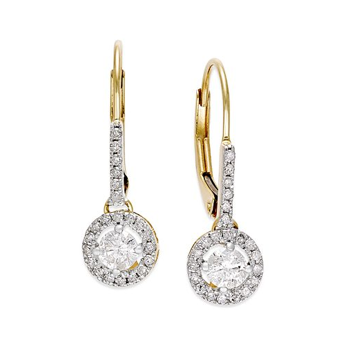 Macys Diamond Round Drop Earrings in 14k White Gold or Yellow Gold (1/2 ct. t.w.)