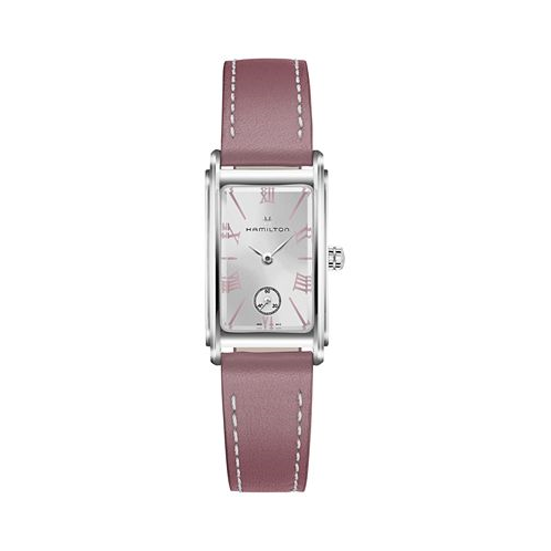 Hamilton Womens Swiss Ardmore Rose Leather Strap Watch 18.7x27mm