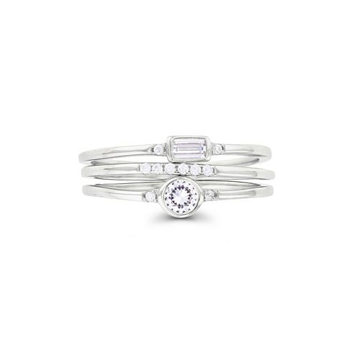Macys Cubic Zirconia Round and Baguette Faux Stacked Ring