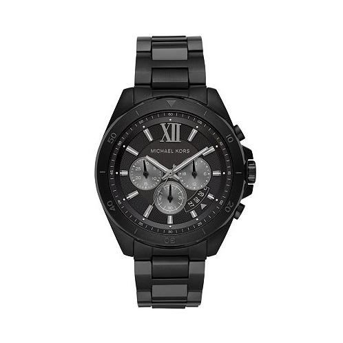 Michael Kors Mens Brecken Chronograph Black Stainless Steel Bracelet Watch 45mm