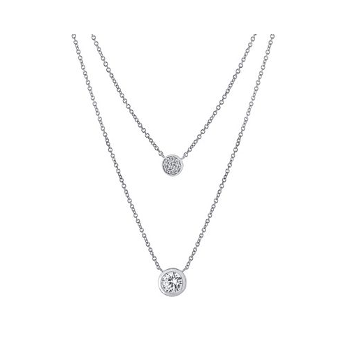 Giani Bernini Double Layered Bezel Set 16 + 2 Cubic Zirconia Chain Necklace in Gold Over Sterling Silver