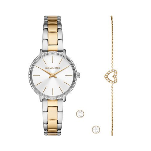 Michael Kors Womens Pyper Two-Tone Stainless Bracelet Watch 32mm Gift Set