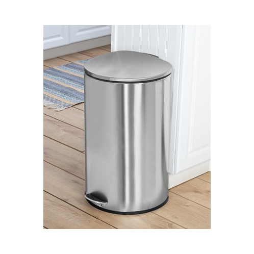 Honey Can Do 40-Liter Semi-Round Stainless Steel Step Trash Can with Lid