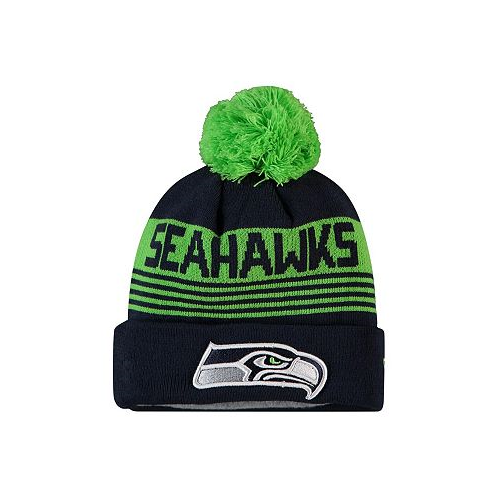 New Era Big Boys College Navy Seattle Seahawks Proof Cuffed Knit Hat with Pom