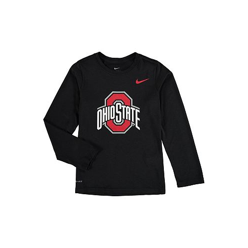 Nike Big Boys Heathered Black Ohio State Buckeyes Legend Logo Long Sleeve Performance T-shirt