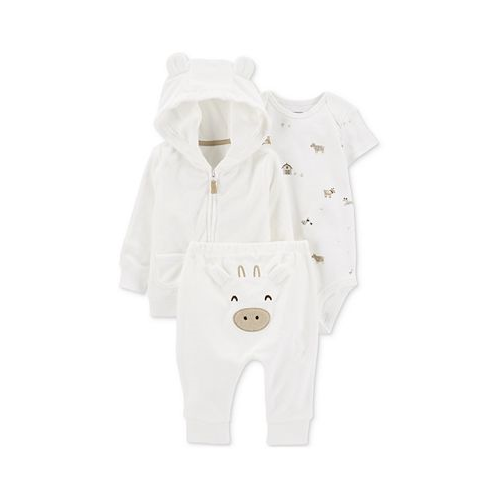 Carters Baby Boys or Baby Girls Terry Cardigan Bodysuit and Pants 3 Piece Set