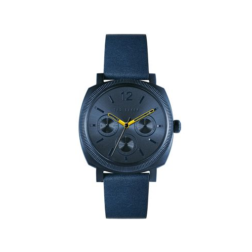 Ted Baker Mens Caine Blue Leather Strap Watch 42mm