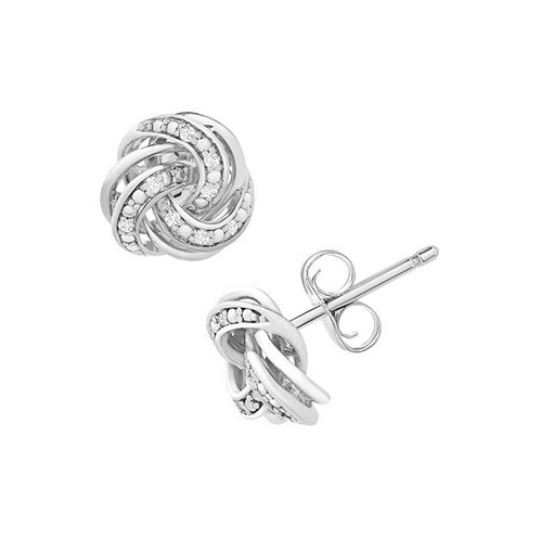 Macys Diamond Love Knot Stud Earrings (1/10 ct. t.w.) in Sterling Silver