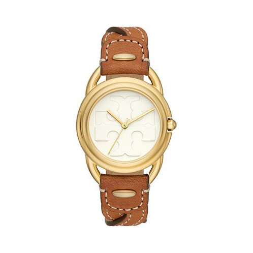 Tory Burch Womens The Miller Brown Braided Leather Strap Watch 32mm