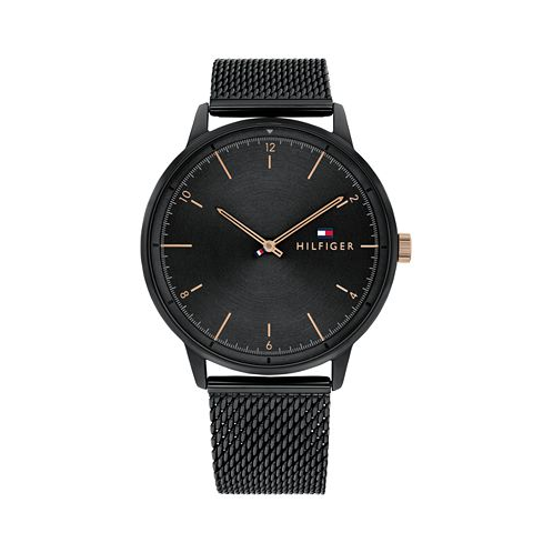 Tommy Hilfiger Mens Black Stainless Steel Mesh Bracelet Watch 43mm