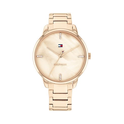 Tommy Hilfiger Womens Carnation Gold-Tone Stainless Steel Bracelet Watch 36mm