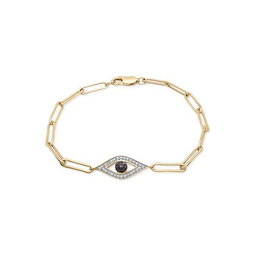 Macys Black Diamond (1/20 ct. t.w.) & White Diamond (1/10 ct. t.w.) Evil Eye Paperclip Link Bracelet