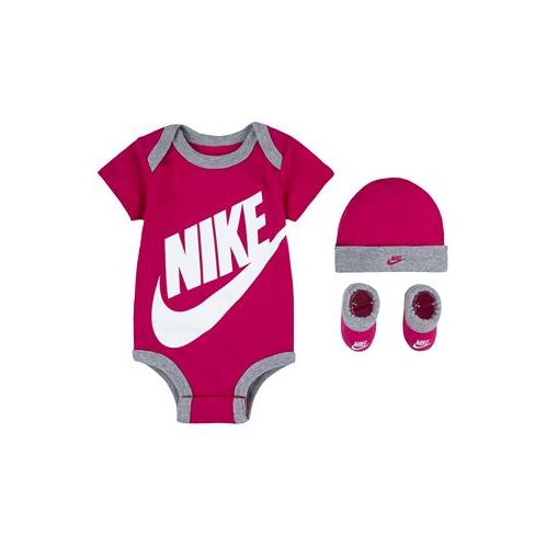 Nike Baby Boys or Baby Girls Futura Logo Bodysuit Beanie and Booties 3 Piece Gift Box Set