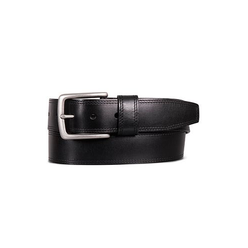Lucky Brand Mens Double Needle Stitched Leather Belt