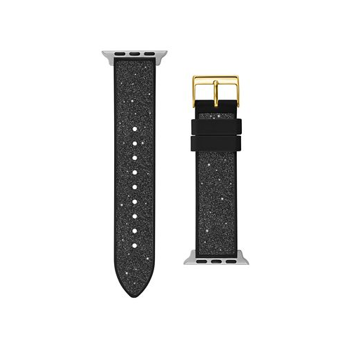 GUESS Womens Black Glitz Flexible Silicone Strap 42mm 43mm 44mm Apple Watch Band