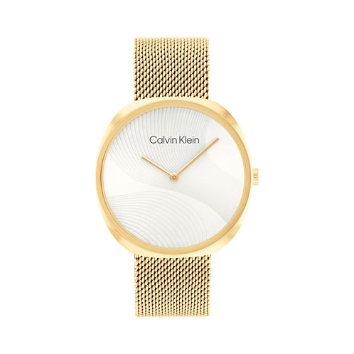 Calvin Klein Womens 2-Hand Gold-Tone Stainless Steel Mesh Bracelet Watch 36mm