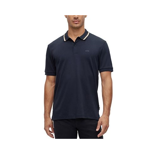 Hugo Boss Mens Cotton Striped Collar Slim-Fit Polo Shirt