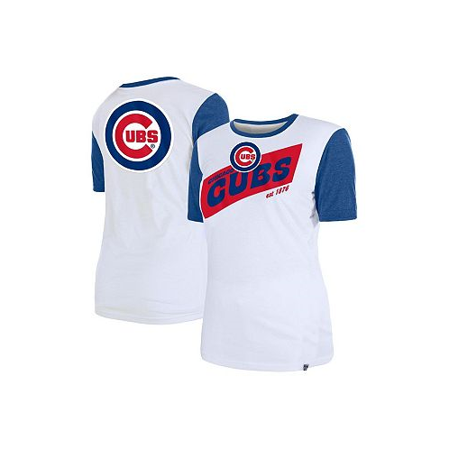 New Era Womens White Chicago Cubs Colorblock T-shirt