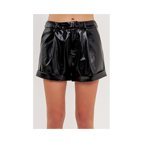 Grey Lab Womens Low Waist Faux Leather Shorts