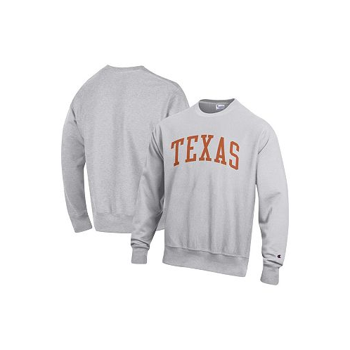 Champion Mens Heathered Gray Texas Longhorns Arch Reverse Weave Pullover Sweatshirt