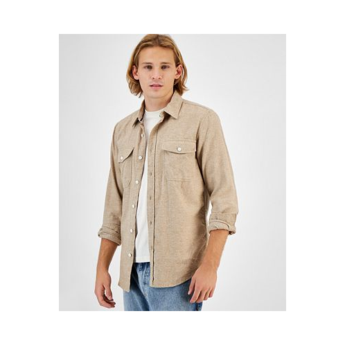 Sun + Stone Mens Grindle Regular-Fit Button-Down Flannel Shirt