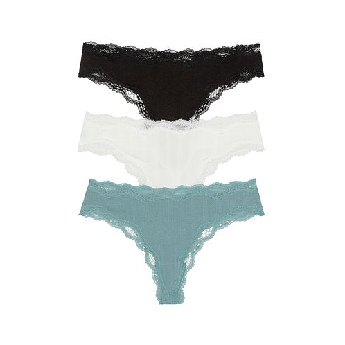 Honeydew Womens Lorelai Hi-Cut Thong Underwear Set 3 Pieces