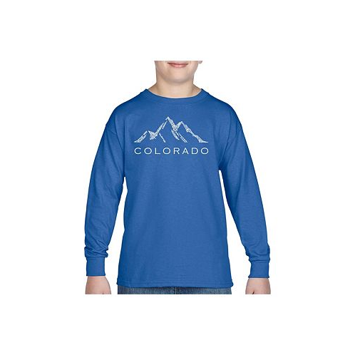 LA Pop Art Big Boys Word Art Long Sleeve T-shirt - Colorado Ski Towns