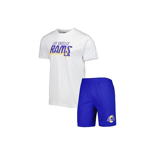 Concepts Sport Mens Royal White Los Angeles Rams Downfield T-shirt and Shorts Sleep Set