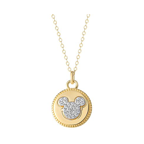 Disney Cubic Zirconia Mickey Mouse Disc 18 Pendant Necklace in 18k Gold-Plated Sterling Silver