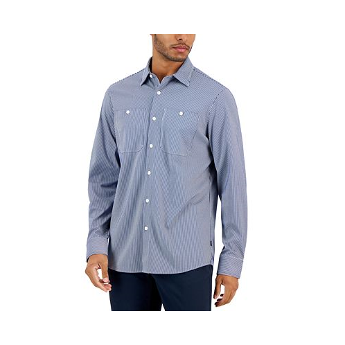 Michael Kors Mens Slim-Fit Stretch Stripe Button-Down Shirt