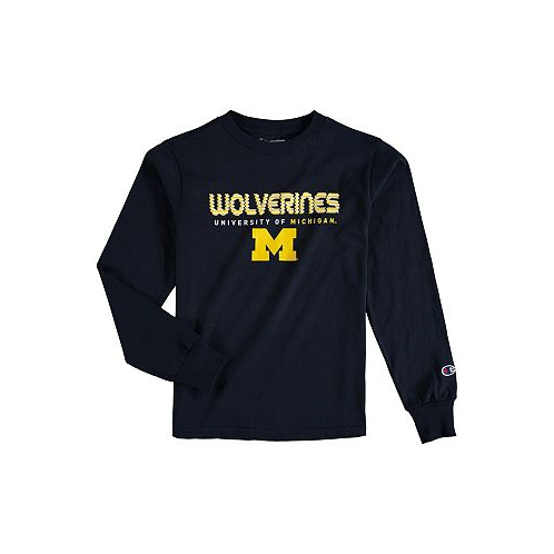 Champion Big Boys Navy Michigan Wolverines Jersey Long Sleeve T-Shirt