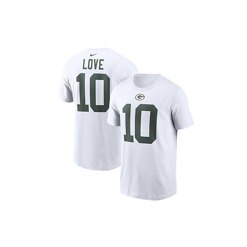 Nike Mens Jordan Love White Green Bay Packers Player Name and Number T-shirt