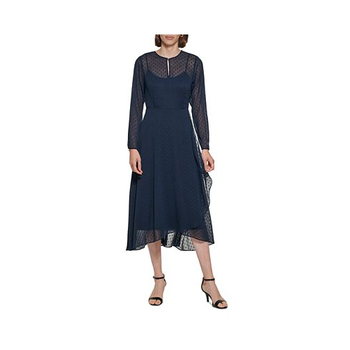 Tommy Hilfiger Womens Clip-Dot A-Line Dress