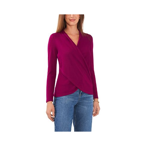 1.STATE Womens Cross-Front Long Sleeve Cozy Knit Top