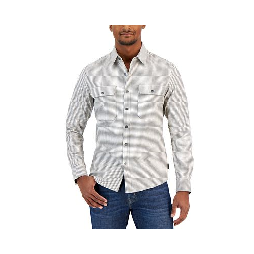 Michael Kors Mens Tattersall Button-Front Long Sleeve Shirt