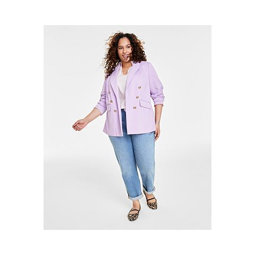 On 34th Trendy Plus Size Faux Double-Breasted Ponte-Knit Blazer