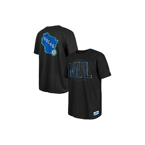 New Era Mens Black Milwaukee Bucks 2023/24 City Edition Elite Pack T-shirt