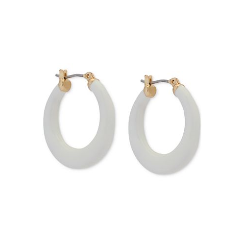 Lucky Brand Gold-Tone Small White Hoop Earrings