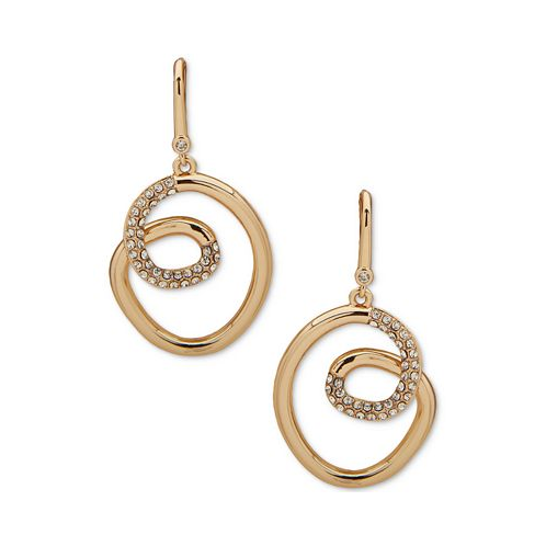 DKNY Gold-Tone Large Pave Crystal Twist Drop Earrings