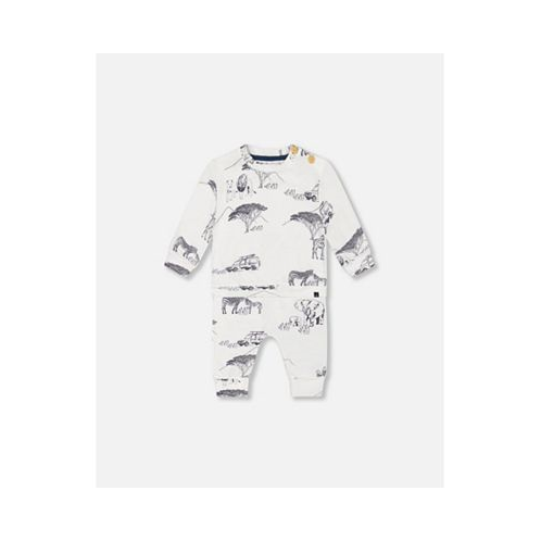 Deux par Deux Baby Boy Organic Cotton Printed Top And Evolutive Pant Set White With Printed Jungle - Infant