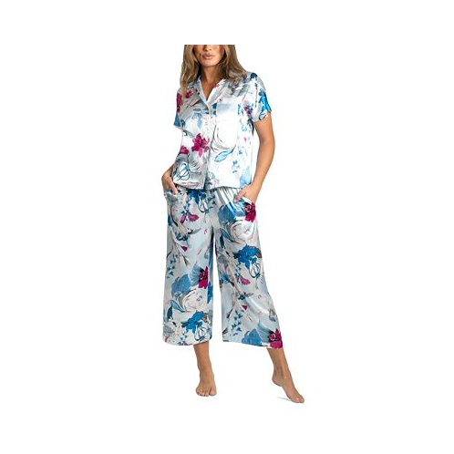 Linea Donatella Womens 2-Pc. Ayanna Cropped Satin Pajamas Set