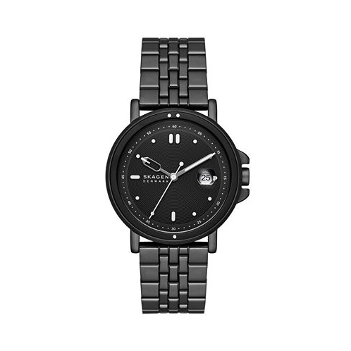 Skagen Mens Signatur Sport Three Hand Date Black Stainless Steel Watch 40mm