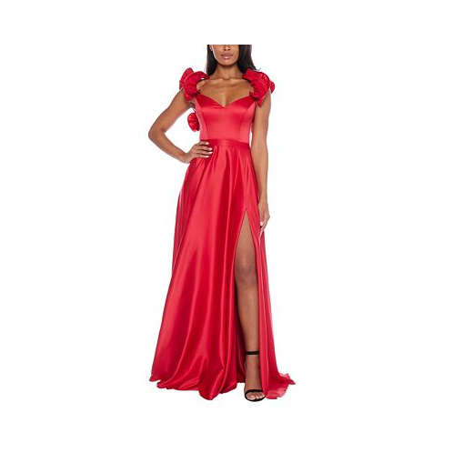 B Darlin Juniors V-Neck Ruffled Lace-Up Gown