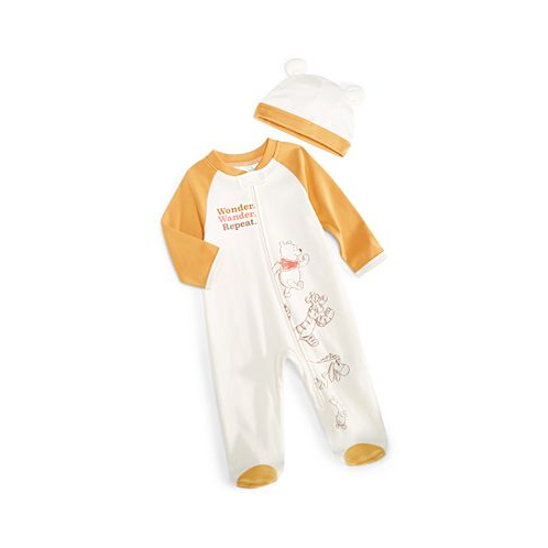 Disney Baby Boys Winnie-the-Pooh Footed Coverall & Hat 2 Piece Set