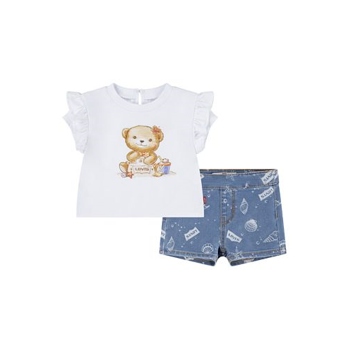 Levis Baby Girls Top and Printed Shorts Set