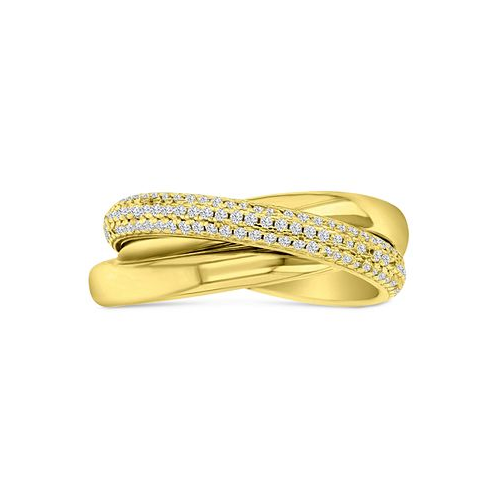 Macys Cubic Zirconia Triple Row Pave & Polished Rolling Crossover Ring