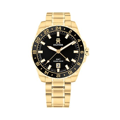 Tommy Hilfiger Mens Quartz Gold-Tone Stainless Steel Watch 44mm