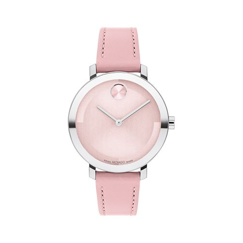Movado Womens Swiss Bold Evolution 2.0 Pink Leather Strap Watch 34mm
